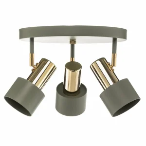 Fashion Argon Spot pour plafond Destin, à 3 lampes, vert/laiton