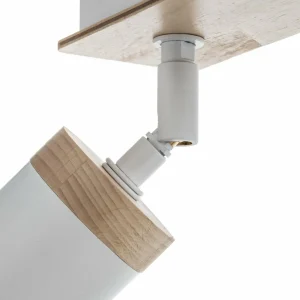 New EMIBIG LIGHTING Spot pour plafond Elba détails bois 3 lampes blanc