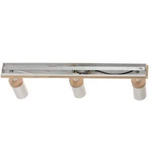 New EMIBIG LIGHTING Spot pour plafond Elba détails bois 3 lampes blanc