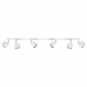 Store SOLLUX LIGHTING Spot pour plafond Flame, blanc, à six lampes