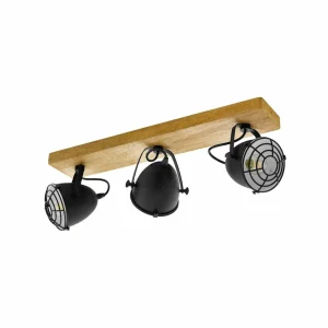 Shop EGLO Spot pour plafond Gatebeck, bois/noir, 3 lampes, bois