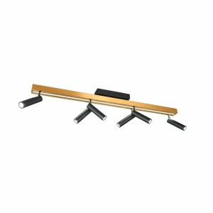Fashion Trio Lighting Spot pour plafond LED Zeno, 6 spots, noir/or, métal