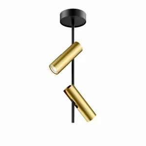 Sale SIGMA Spot pour plafond Leda 2, à 2 lampes, noir-doré