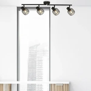 Sale Searchlight Spot pour plafond Meshy, noir, métal, 4 lampes, E14, 79 cm