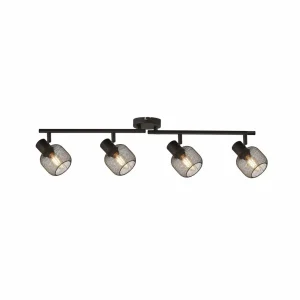 Sale Searchlight Spot pour plafond Meshy, noir, métal, 4 lampes, E14, 79 cm