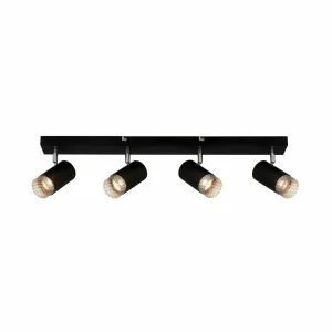 Discount Briloner Spot pour plafond Plek GU10 noir/argent à 4 lampes