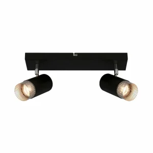 Sale Briloner Spot pour plafond Plek GU10 noir/argent à 2 lampes