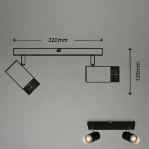 Sale Briloner Spot pour plafond Plek GU10 noir/argent à 2 lampes