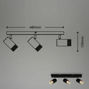 Fashion Briloner Spot pour plafond Plek GU10 noir/argent à 3 lampes