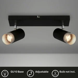 Sale Briloner Spot pour plafond Plek GU10 noir/argent à 2 lampes