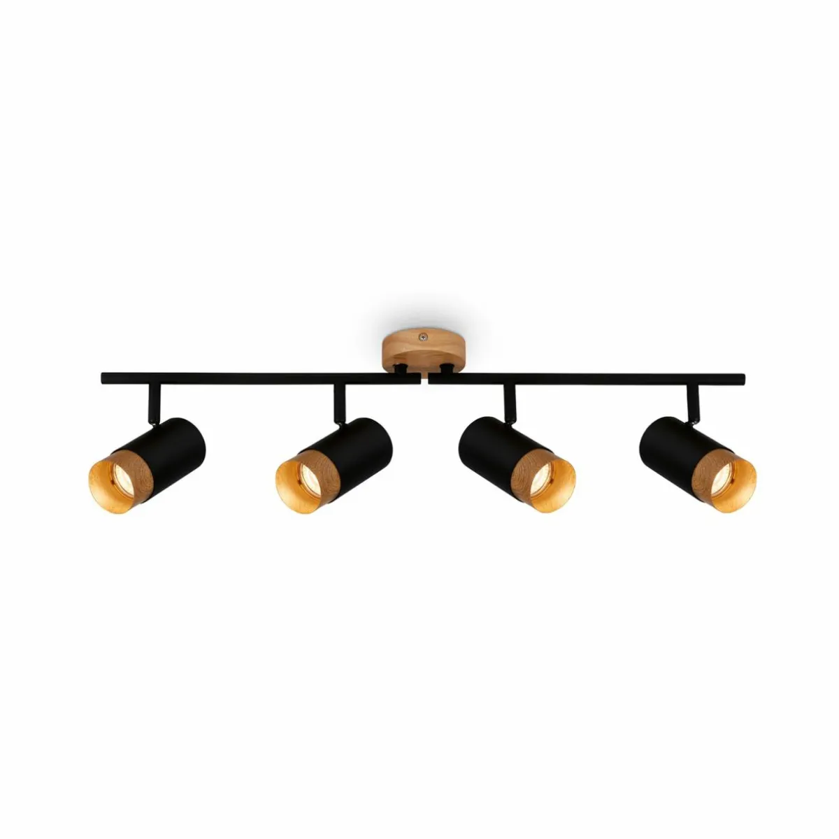 spot_pour_plafond_plek_gu_noirbois___lampes_1.webp Best Sale Briloner Spot pour plafond Plek GU10 noir/bois à 4 lampes