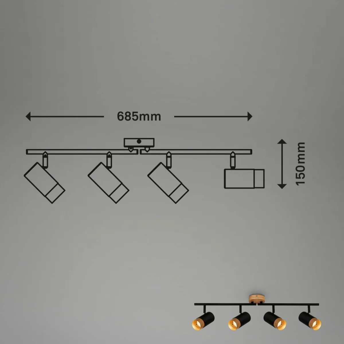 spot_pour_plafond_plek_gu_noirbois___lampes_2.webp Best Sale Briloner Spot pour plafond Plek GU10 noir/bois à 4 lampes