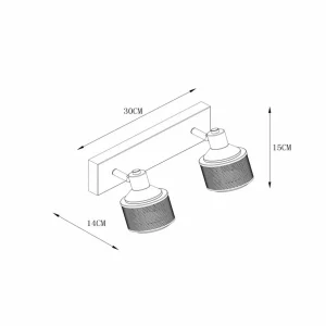 Outlet Lucide Spot pour plafond Rafa abat-jour grille, 2 lampes