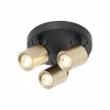 Shop Freelight Spot pour plafond Razza, noir/or, Ø 28,5 cm, à 3 lampes.