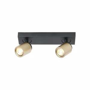 Sale Freelight Spot pour plafond Razza, noir/or, longueur 38 cm, à 2 lampes.