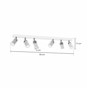 Clearance Luminex Spot pour plafond Reno, à 6 lampes, blanc/chromé