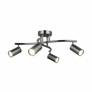 Store Lucea Spot pour plafond Spotte, noir-chromé, à 4 lampes
