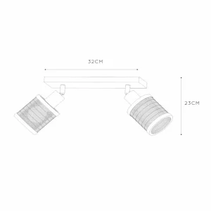 Best Sale Lucide Spot pour plafond Tagalog en bambou, à 2 lampes