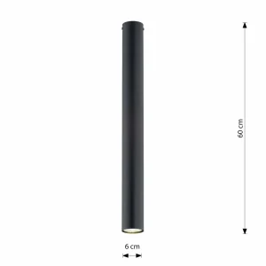 New EMIBIG LIGHTING Spot pour plafond Tecno 1XL, acier, GU10, hauteur 60 cm, noir