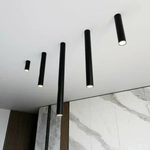 Shop EMIBIG LIGHTING Spot pour plafond Tecno 1XXL, acier, GU10, hauteur 80 cm, noir