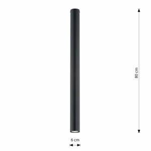 Shop EMIBIG LIGHTING Spot pour plafond Tecno 1XXL, acier, GU10, hauteur 80 cm, noir