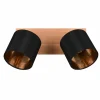Store Reality Leuchten Spot pour plafond Tommy, bois/noir/or, longueur 30 cm, à 2 lampes.