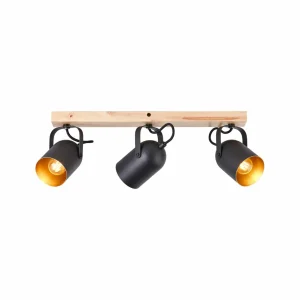 Outlet Brilliant Spot pour plafond Tronte, longueur 57,5 cm, noir/doré, 3 lampes