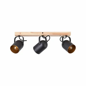 Outlet Brilliant Spot pour plafond Tronte, longueur 57,5 cm, noir/doré, 3 lampes