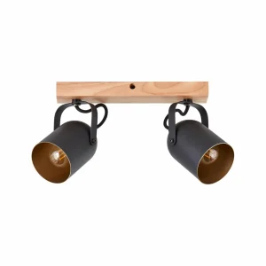 Cheap Brilliant Spot pour plafond Tronte, longueur 37,5 cm, noir/or, à 2 lampes.