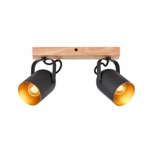 Cheap Brilliant Spot pour plafond Tronte, longueur 37,5 cm, noir/or, à 2 lampes.