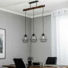 Store Eko-Light Suspension Acero abat-jour cages, à trois lampes