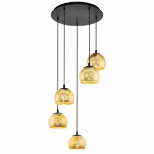 Best EGLO Suspension Albaraccin avec 5 abat-jour en doré