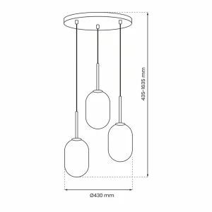 Shop Eko-Light Suspension Alias, métal doré verre opalin, 3 lampes rondes