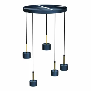 Best Eko-Light Suspension Arena ronde à cinq lampes, bleu-doré