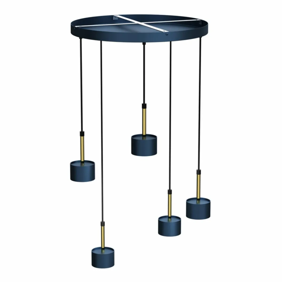 suspension_arena_ronde__cinq_lampes_bleudor_1.webp Best Eko-Light Suspension Arena ronde à cinq lampes, bleu-doré