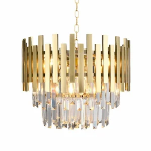 Flash Sale Eko-Light Suspension Aspen Métal doré Cristaux de verre, hauteur 30 cm
