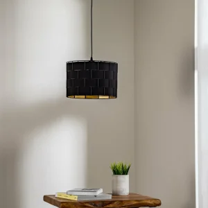 Best Sale HELAM Suspension Atlanta, noir, Ø 30 cm, textile, E27
