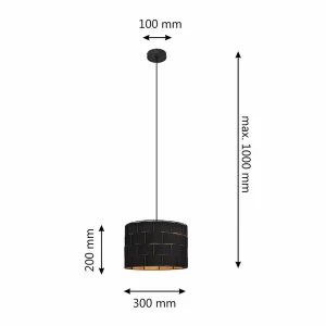 Best Sale HELAM Suspension Atlanta, noir, Ø 30 cm, textile, E27