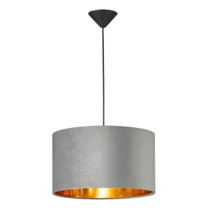 Outlet FISCHER & HONSEL Suspension Aura abat-jour velours, Ø 40 cm, grise