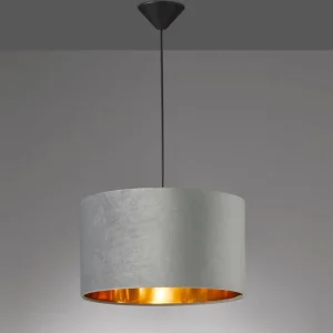 Outlet FISCHER & HONSEL Suspension Aura abat-jour velours, Ø 40 cm, grise