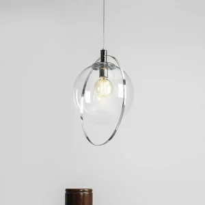 Hot ALDEX Suspension Aura, chrome, métal, verre, transparent, E27