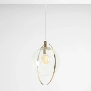 Shop ALDEX Suspension Aura, or, métal, verre, transparent, E27