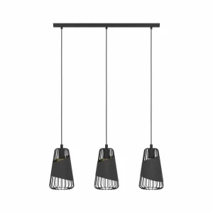 Shop EGLO Suspension Austell, longueur 76,5 cm, noir/doré, à 3 lampes