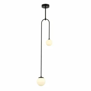 Store Avonni Suspension AV-1897-2BSY, 2 sphères verre, noire
