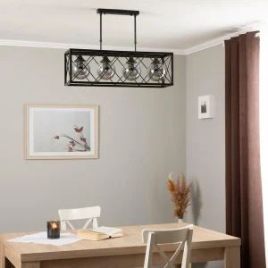 Outlet Avonni Suspension AV-1732-4Y-BSY noire, à 4 lampes