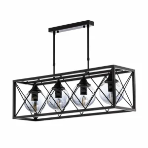 Outlet Avonni Suspension AV-1732-4Y-BSY noire, à 4 lampes