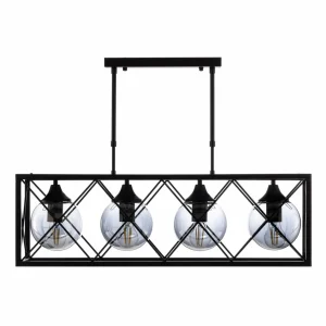 Outlet Avonni Suspension AV-1732-4Y-BSY noire, à 4 lampes
