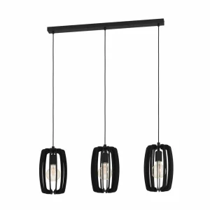 New EGLO Suspension Bajazzara, trois abat-jour en cage, noir