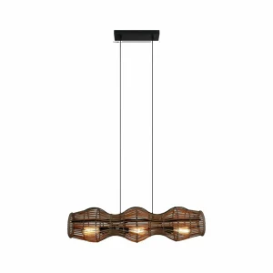 Clearance Eco-Light Suspension Bamboo, marron, à 3 lampes