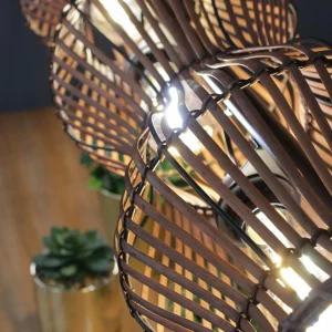 Clearance Eco-Light Suspension Bamboo, marron, à 3 lampes
